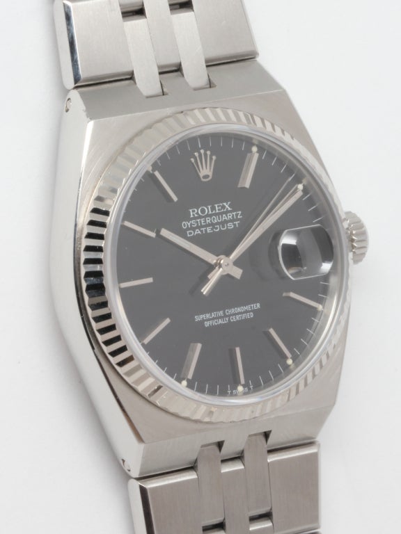 Rolex Stainless Steel and White Gold Oysterquartz Wristwatch circa 1991