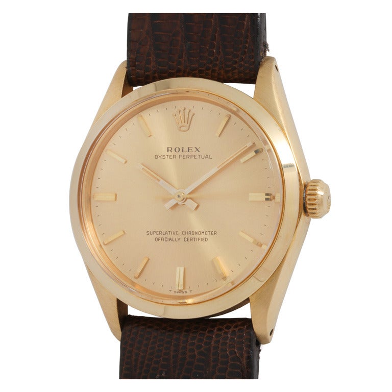 Rolex Yellow Gold Oyster Perpetual circa 1967 with box and papers