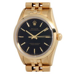 Rolex Yellow Gold Oyster Perpetual Wristwatch with Black Dial circa 2001