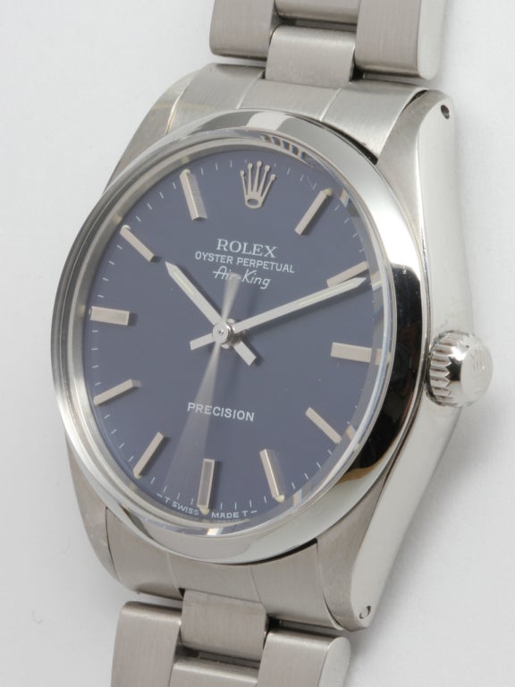 Rolex Stainless Steel Oyster Perpetual Airking Wristwatch circa 1987 In Excellent Condition In West Hollywood, CA