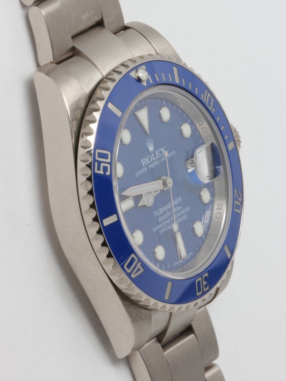 Rolex White Gold Submariner Wristwatch with Ceramic Bezel circa 2011