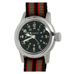 Vintage Bulova Base Metal Military-Issue Wristwatch circa 1940s