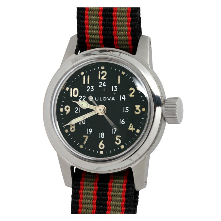 Bulova Base Metal Military-Issue Wristwatch circa 1940s