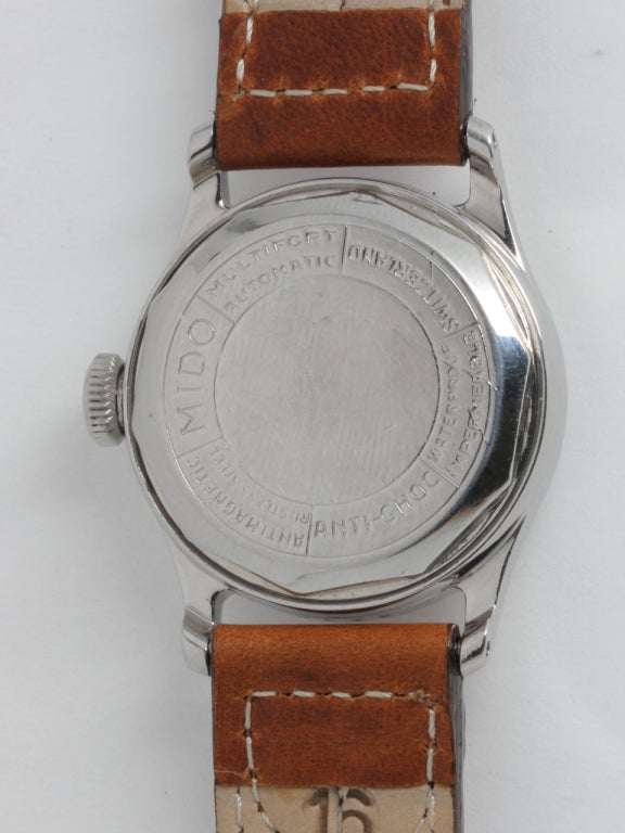 Women's or Men's Mido Stainless Steel Multifort Automatic Wristwatch circa 1950s