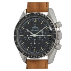 Omega Stainless Steel Speedmaster Chronograph Wristwatch Ref 145.022 circa 1969