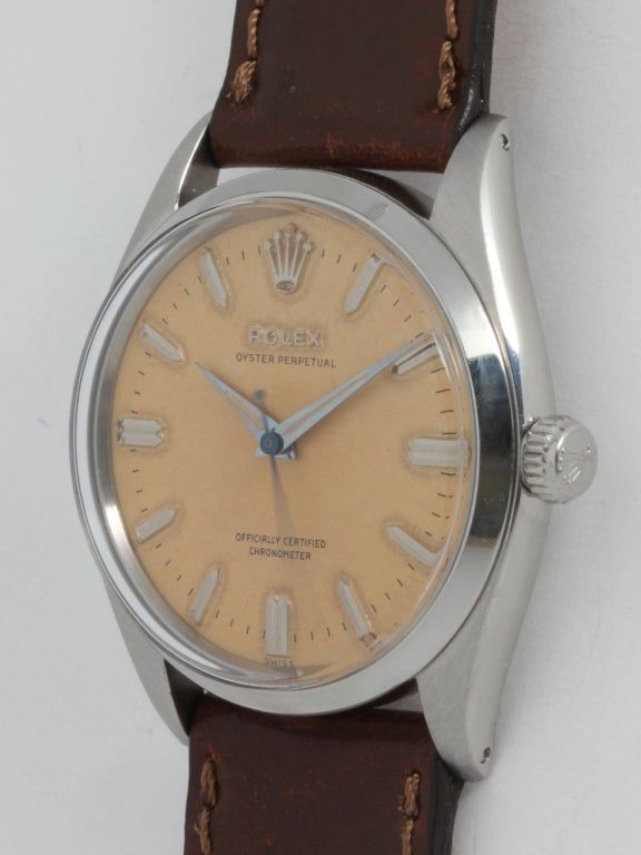 Rolex Stainless Steel Oyster Perpetual Wristwatch circa 1955 In Excellent Condition In West Hollywood, CA