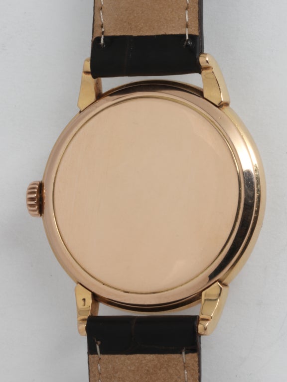 Men's Omega Rose Gold Oversized Wristwatch circa 1950s