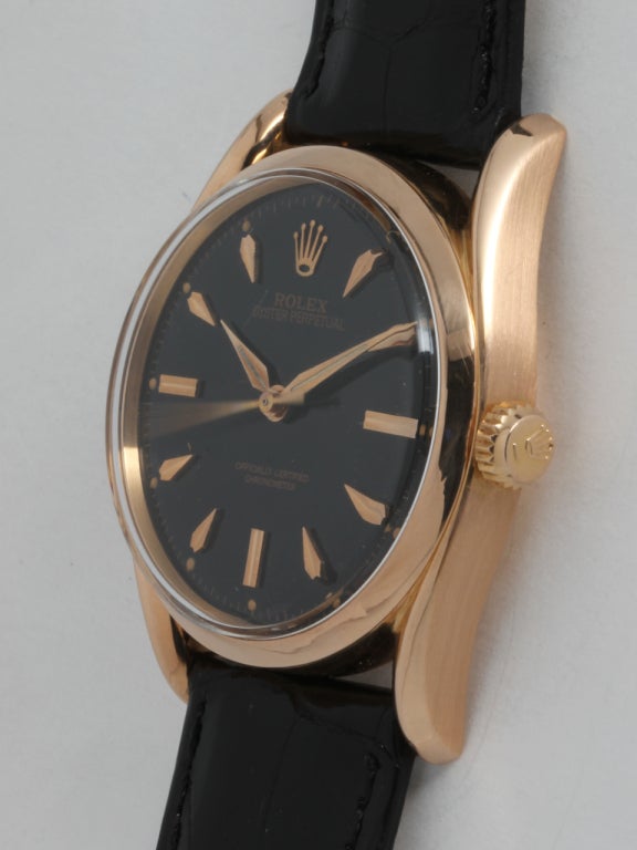Rolex Rose Gold Bombe Wristwatch circa 1967 In Excellent Condition In West Hollywood, CA