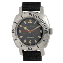 Nivada Grenchen Stainless Steel Depthmaster Diver's Wristwatch circa 1960s