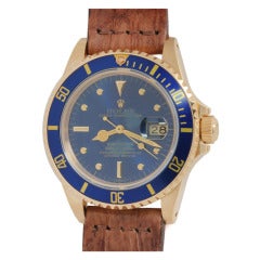 Rolex Yellow Gold Submariner Wristwatch Ref 18038 circa 1984
