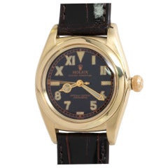 Vintage Rolex Yellow Gold Bubbleback Wristwatch with California Dial circa 1940s