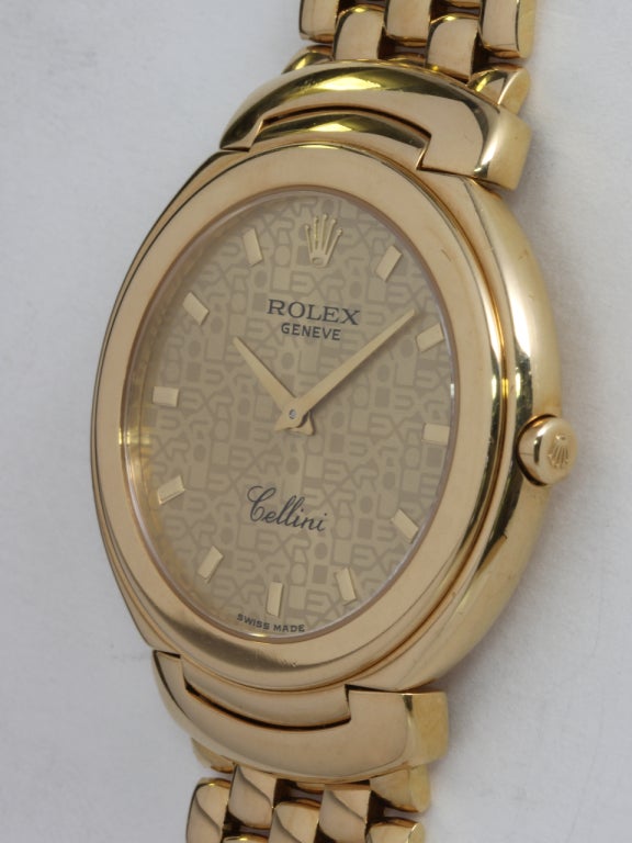 Rolex Yellow Gold Cellini Bracelet Watch circa 1993 In Excellent Condition In West Hollywood, CA