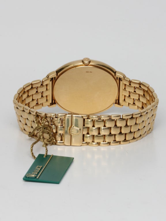 Women's or Men's Rolex Yellow Gold Cellini Bracelet Watch circa 1993