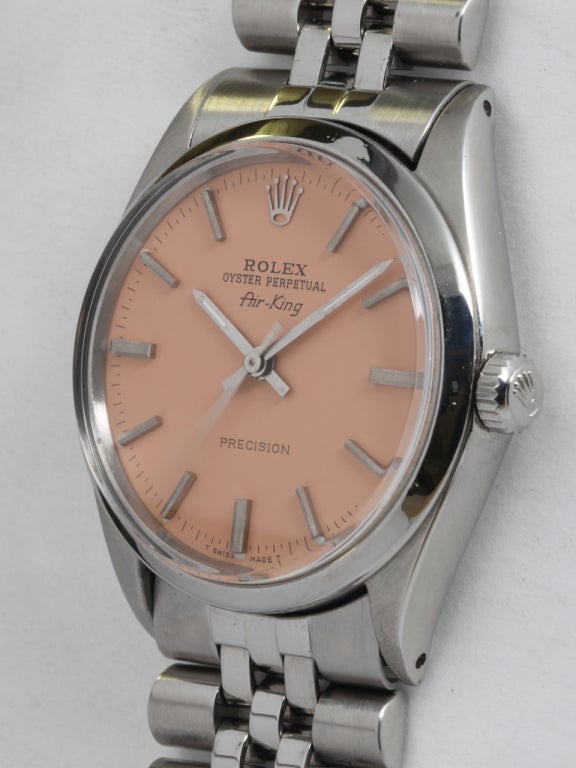 Rolex Stainless Steel Airking Wristwatch with Custom-Colored Dial Ref 5552 circa 1966 In Excellent Condition In West Hollywood, CA