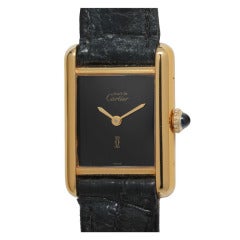 Cartier Lady's Silver-Gilt Vermeil Must de Cartier Tank Louis Wristwatch circa 1990s