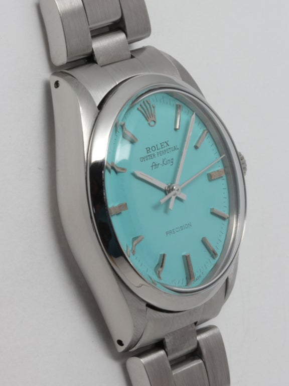 Rolex Stainless Steel Airking Wristwatch, circa 1986 with custom color dial