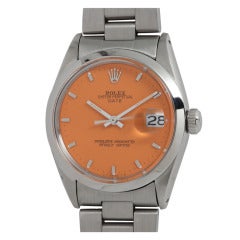 Vintage Rolex Stainless Steel Oyster Perpetual Date Wristwatch circa 1966 with Custom-Colored Dial