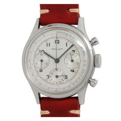 Gallet Stainless Steel Chronograph Wristwatch circa 1950s