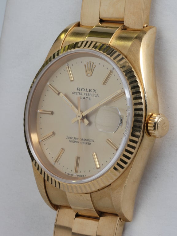 Rolex Yellow Gold Oyster Perpetual Date Wristwatch circa 1991