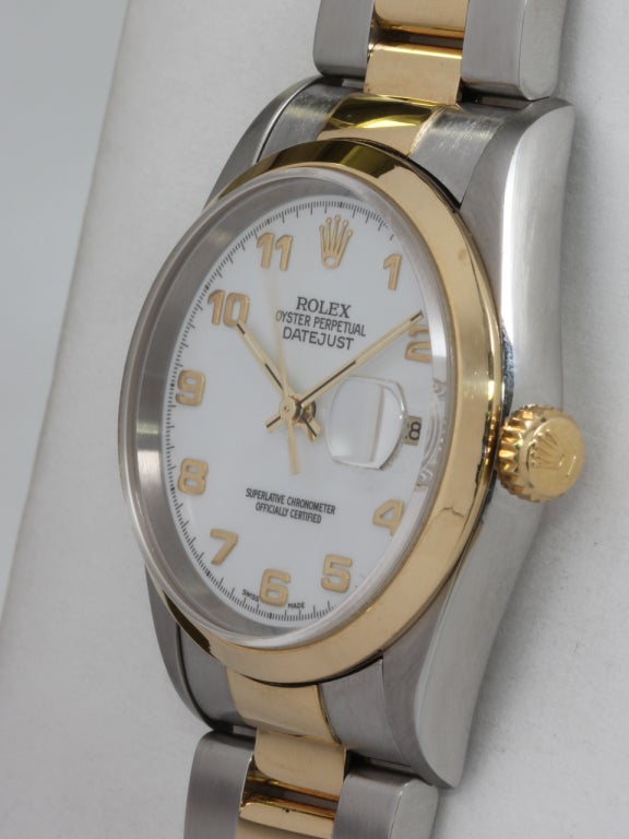 Rolex Stainless Steel and Gold  Datejust Wristwatch circa 2003 In Excellent Condition In West Hollywood, CA