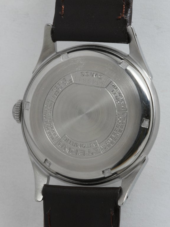 Eterna Stainless Steel Eternamatic Wristwatch circa 1950s In Excellent Condition In West Hollywood, CA