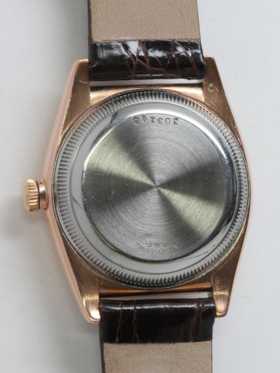 Rolex Rose Gilt Top and Steel Bubbleback Wristwatch circa 1940s In Good Condition In West Hollywood, CA