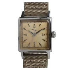 Retro Wyler Stainless Steel Square Automatic Wristwatch circa 1950s