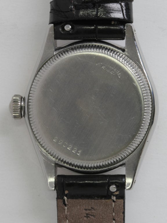 Women's or Men's Rolex Stainless Steel and Rose Gold Speedking Wristwatch circa 1940s