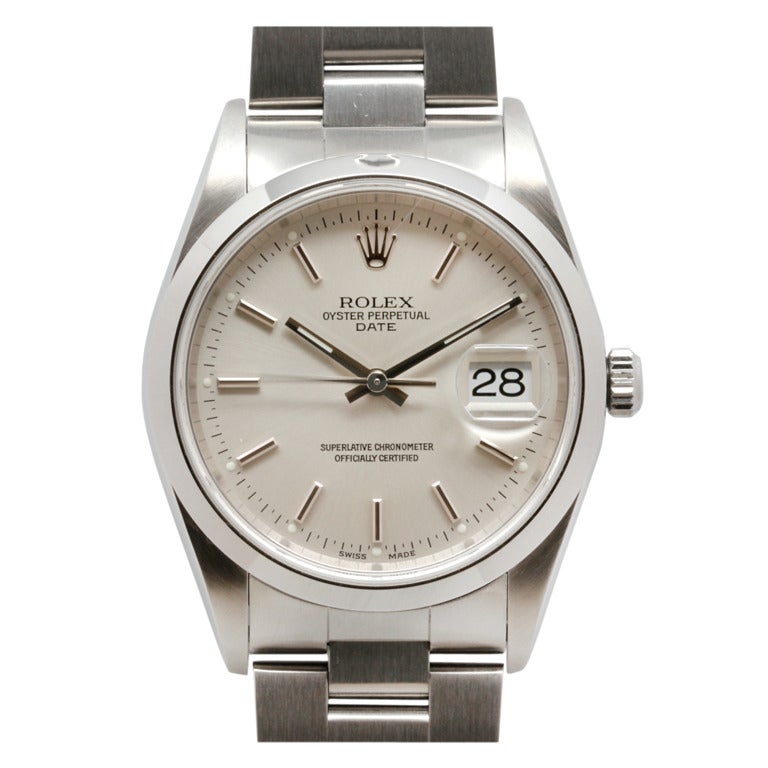 Rolex Stainless Steel Oyster Perpetual Date Wristwatch Ref 15200 circa 1995  at 1stDibs