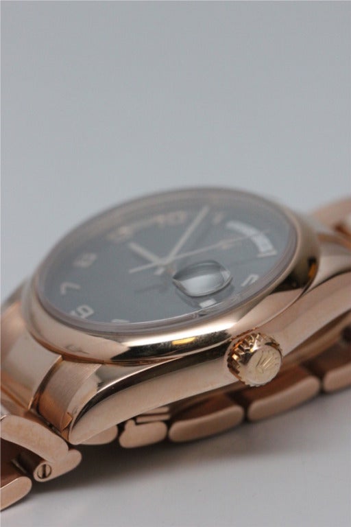 Rolex Rose Gold Day-Date President Wristwatch circa 2000 In Excellent Condition In West Hollywood, CA