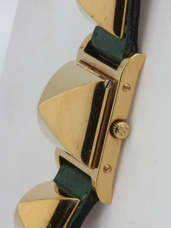 Hermes Lady's Gold-Filled Medor Wristwatch witch Concealed Dial circa 2000s In Excellent Condition In West Hollywood, CA
