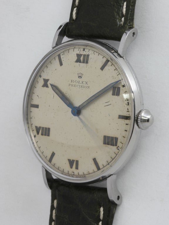 Rolex Stainless Steel Oversized Wristwatch circa 1940s In Excellent Condition In West Hollywood, CA