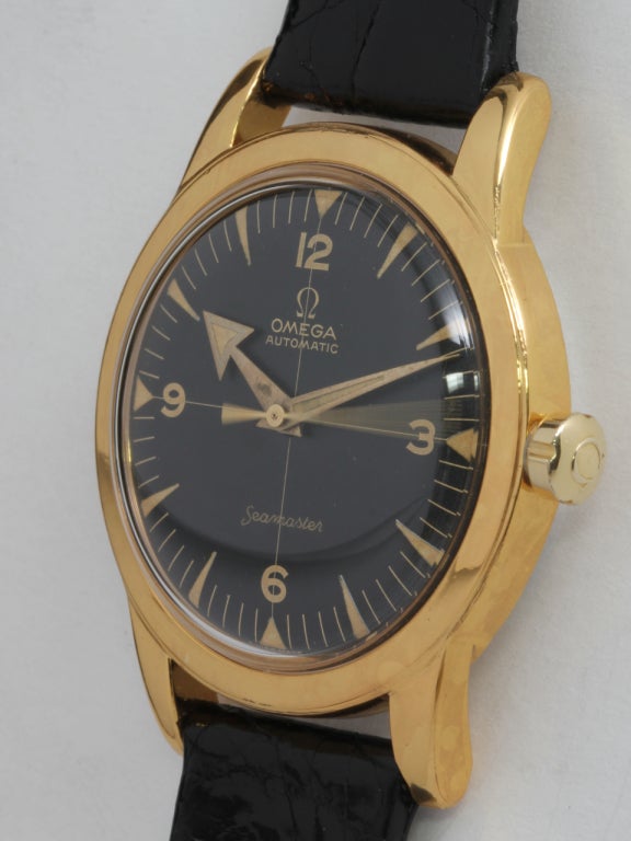 Omega Gilt and Stainless Steel Seamaster Wristwatch circa 1950s In Excellent Condition In West Hollywood, CA