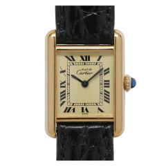 Cartier Man's Gilt Silver Tank Louis Wristwatch circa 1980s