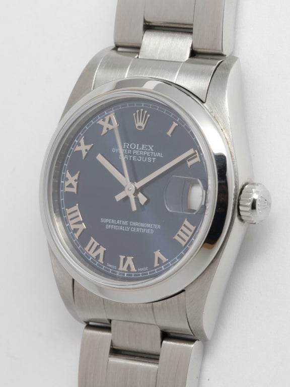 Rolex Stainless Steel Midsize Datejust Wristwatch, circa 2003 In Excellent Condition In West Hollywood, CA