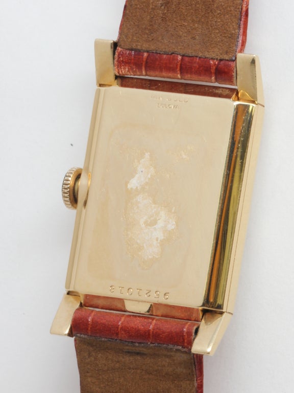 Bulova Gold Rectangle Wristwatch circa 1940s 1