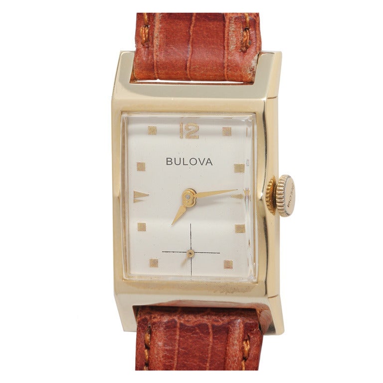 Bulova Gold Rectangle Wristwatch circa 1940s