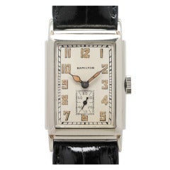 Hamilton White Gold Andrews Rectangular Wristwatch circa 1932