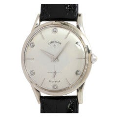 Retro Elgin White Gold Diamond Dial Wristwatch circa 1950s