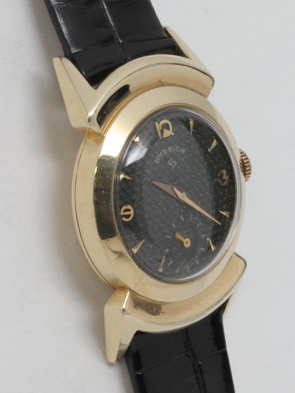 Elgin gold-filled wristwatch with unusual lugs, circa 1950s. So-called 