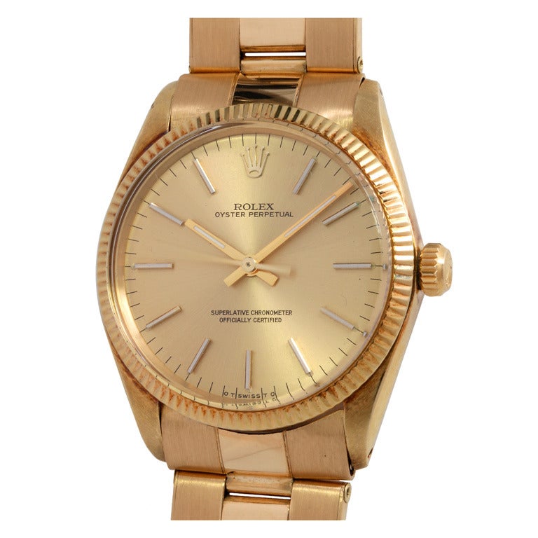 Rolex Yellow Gold Oyster Perpetual Wristwatch circa 1974 at 1stDibs
