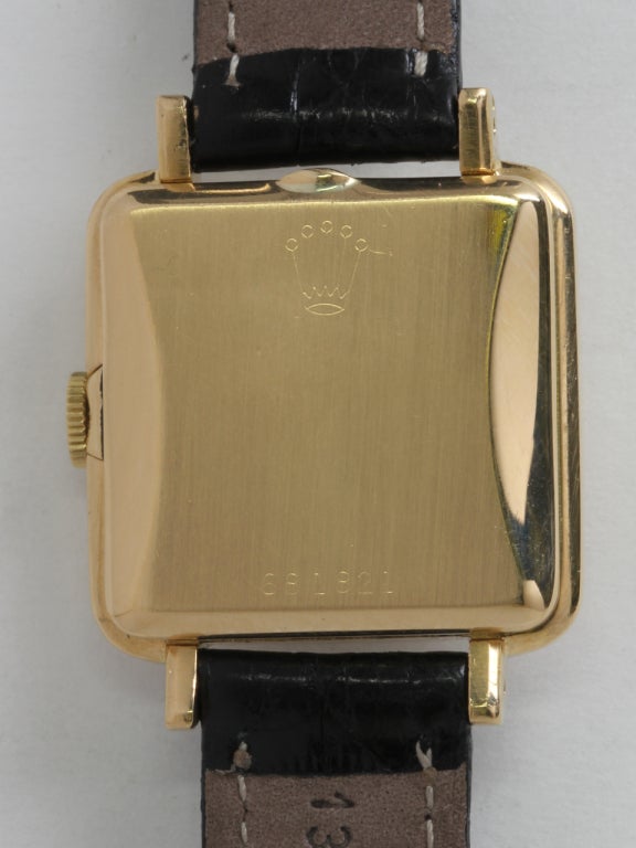 Women's Rolex Lady's Yellow Gold Square Wristwatch circa 1950s