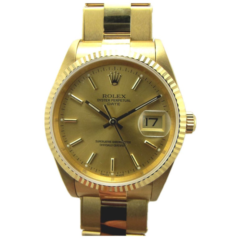 Rolex 18K YG Oyster Perpetual Date ref #15008