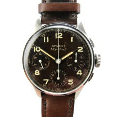 Retro Benrus SS Skychief 3 regsiters manual wind chronograph c. 1950s