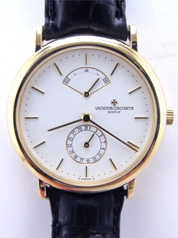 Vacheron & Constantin 18K YG Power Reserve, Les Historique Collection Ref.<br />
48101 circa 1993. 36mm diameter case 7mm thick with white dial with gold<br />
applied indexes and registers at 12 for power reserve and date at 6.<br />
Calibre