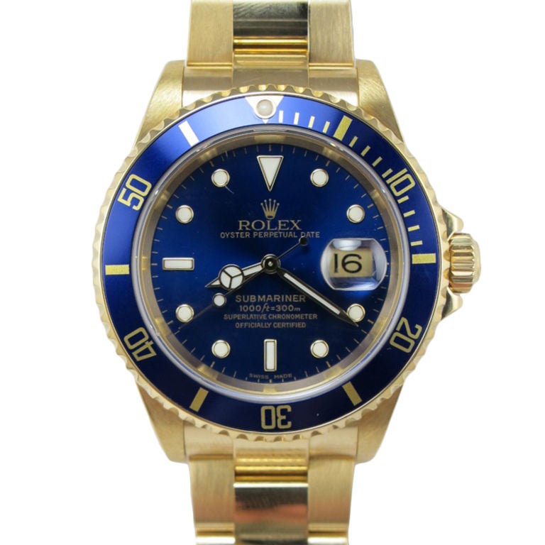 Rolex 18K YG Submariner ref# 16618 Y4 serial Rolex papers 2004