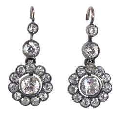 Platinum 
Yellow Gold Old Mine Cut Diamond Earrings