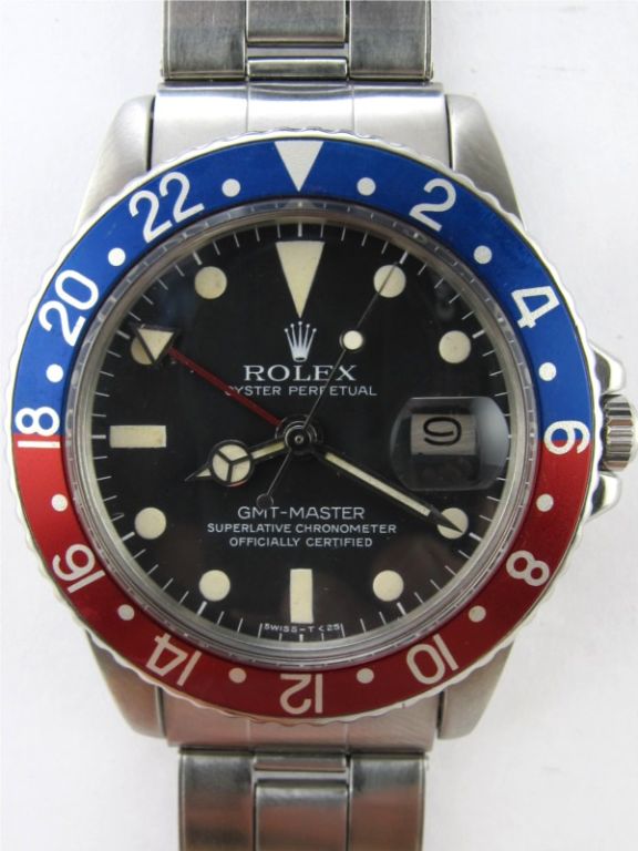 Rolex SS GMT ref #1675 24 hour pepsi bezel c. 1978