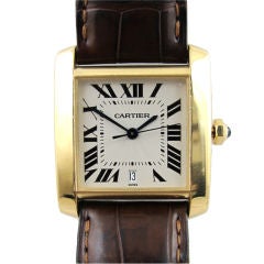 Cartier 18K YG Tank Francase man
s full size automatic