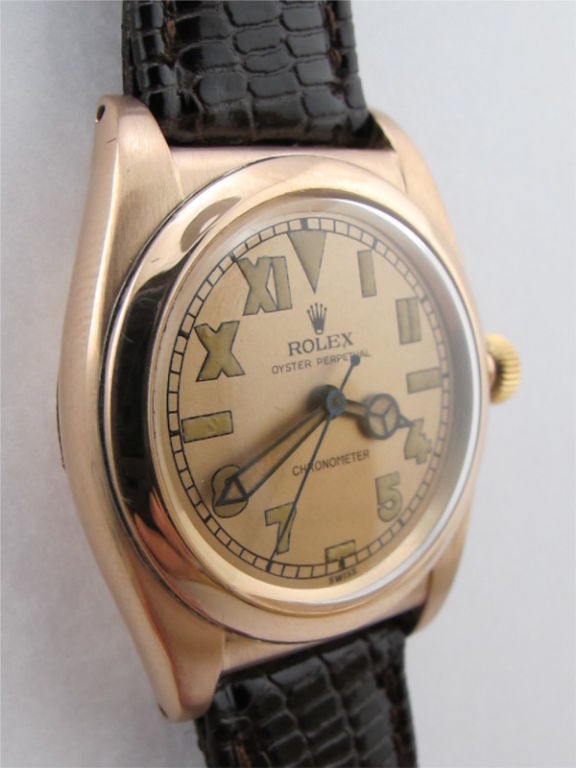 rolex oyster ‘bubbleback’ perpetual with a ‘california’ dial from the 1940s